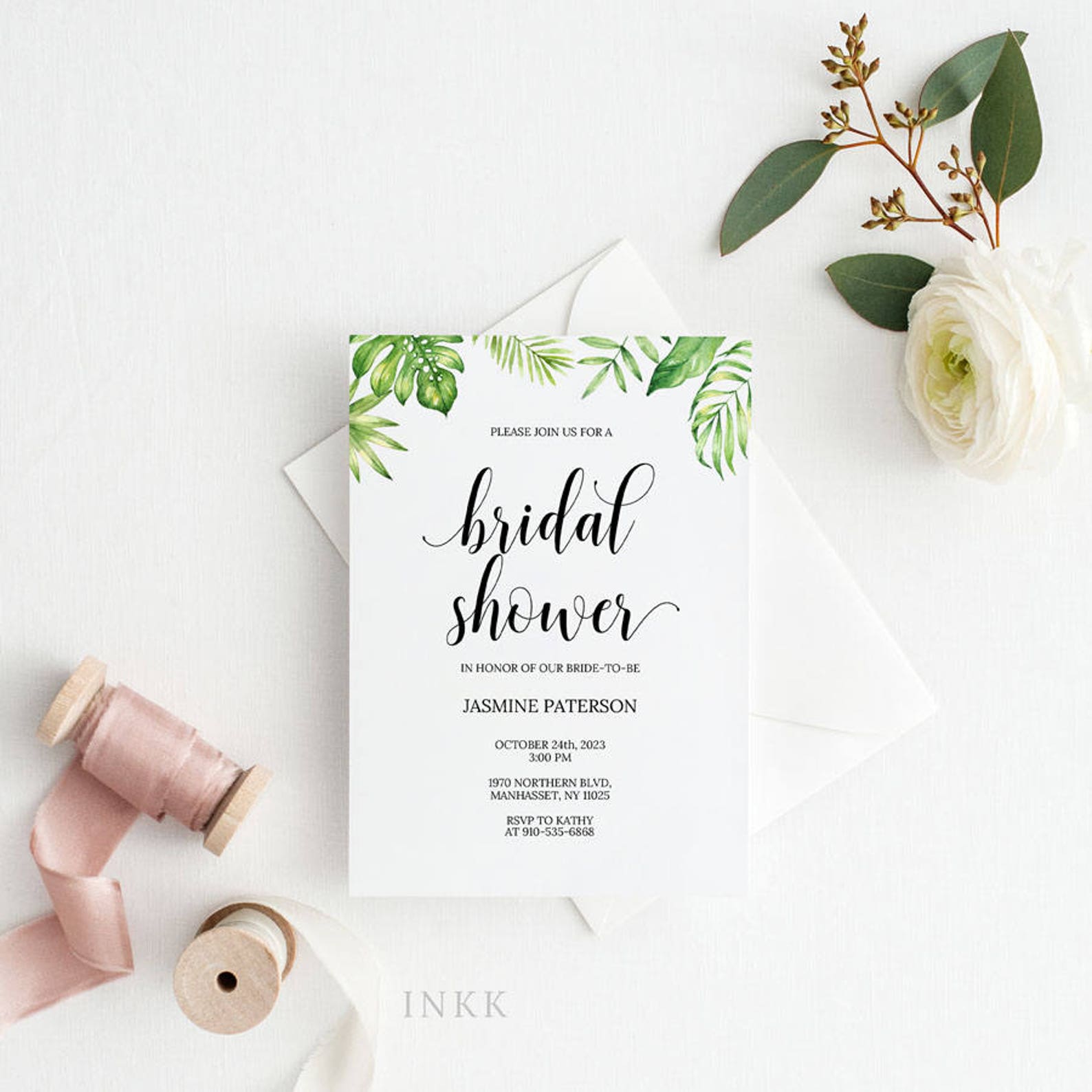 Bridal Shower Invitation Template Tropical Bridal Shower Etsy