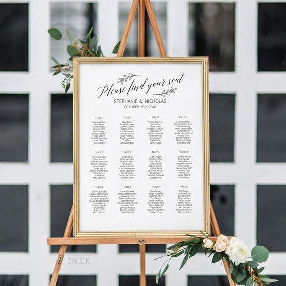 Etsy Wedding Seating Chart Template