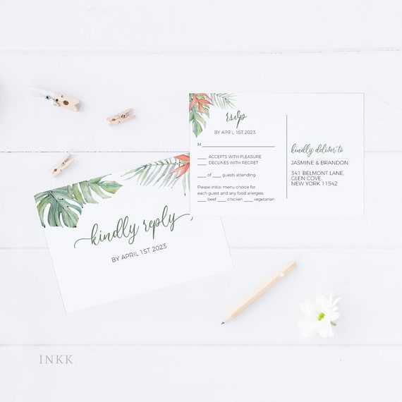 tropical rsvp cards rsvp postcard rsvp template wedding rsvp cards wedding rsvp postcards rsvp online card pdf instant download e052 rsvp postcards for weddings