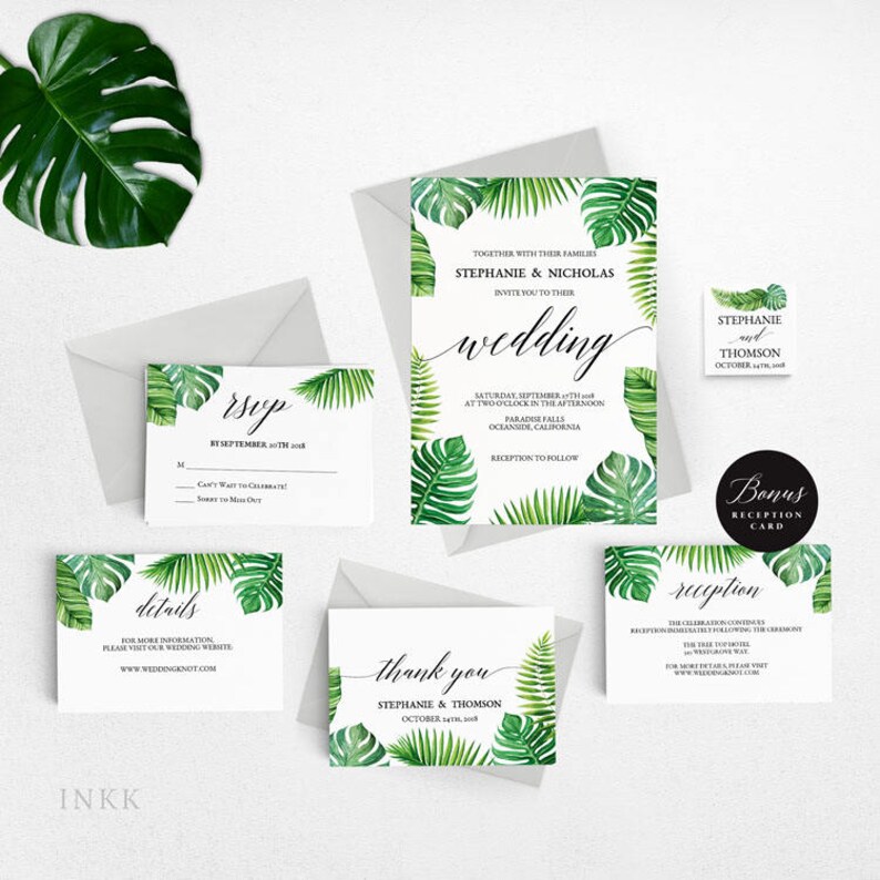Tropical Wedding Invitation Template Tropical Wedding Etsy