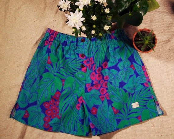 calcon man cotton fabric upcylejungle leaf green blue flower pink
