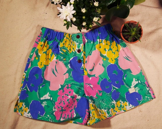 calcon man cotton fabric upcykey abstract green blue yellow pink