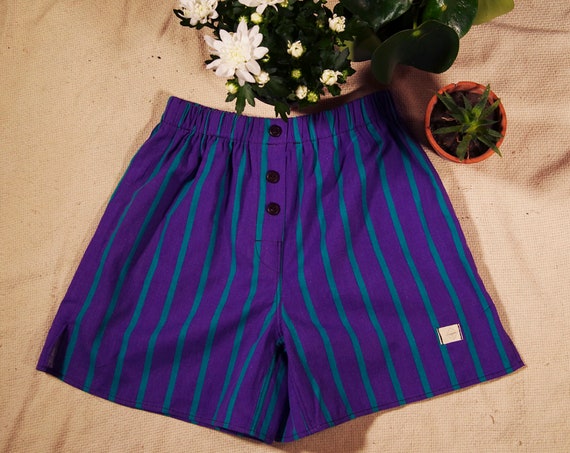 calcon man cotton fabric upcykey purple green stripes