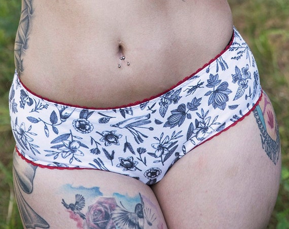 black and white cotton panties red elastic