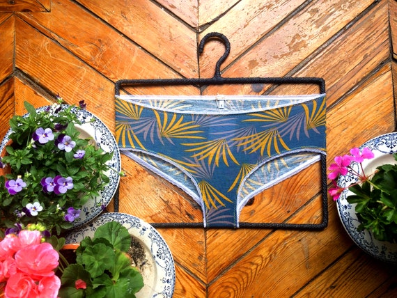 Pants woman leaf blue/yellow