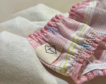 Upcycled cotton panties / GOTS cotton – geometric pattern pink yellow blue stripe