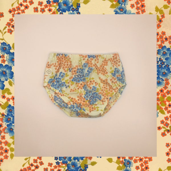 Bloomer enfant upcyclée fleuri orange bleu et vert - CAPSULE Fête des Mères