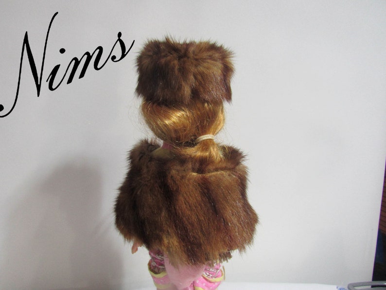 Beautiful real mink stole and matchiong at for 13-14 inchdolls like Wellie Little Darling and many more Handmade by Nims