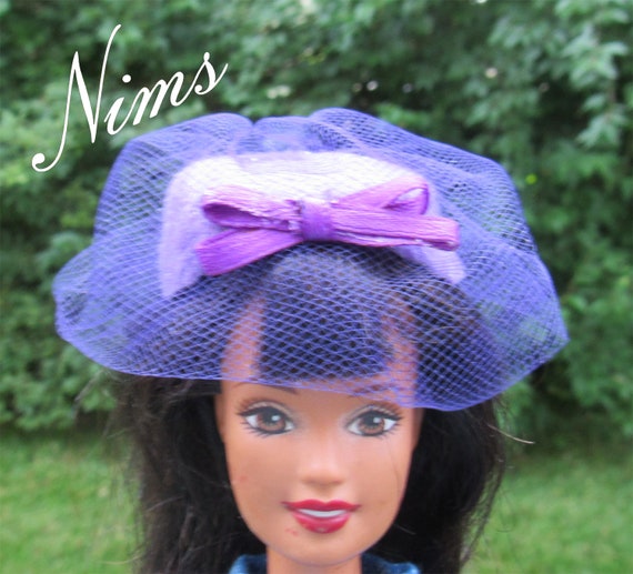 Precious Purple Pillbox Hat With Purple 
