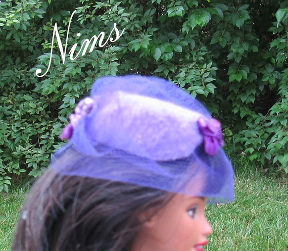 Precious Purple Pillbox Hat With Purple 