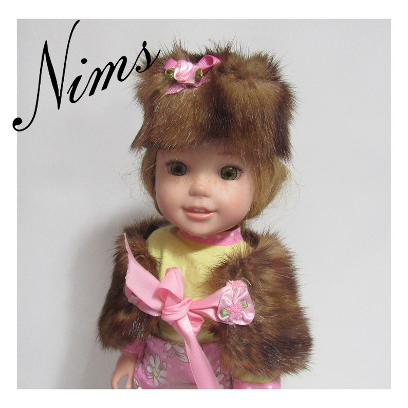 Beautiful real mink stole and matchiong at for 13-14 inchdolls like Wellie Little Darling and many more Handmade by Nims