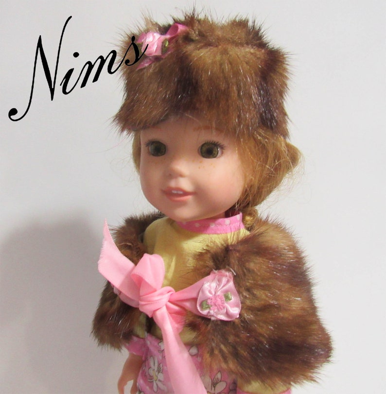 Beautiful real mink stole and matchiong at for 13-14 inchdolls like Wellie Little Darling and many more Handmade by Nims