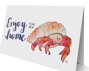 Eileen Graphics Hermit Crab Greeting Card • Made In Newport, RI • Watercolor • Rhode Island • New Home • Housewarming • House • Nautical