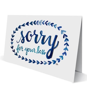 Sorry for Your Loss Grußkarte • Gedruckt in RI • Blau • Aquarell • Sympathie • Kranz • Newport • Urlaub • Rhode Island
