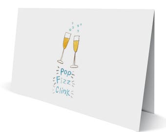 Pop Fizz Clink! Greeting Card • Printed in Newport, RI • Eco • New Year's • Party • Wedding • Anniversary • Engagement • Champagne • Rhody