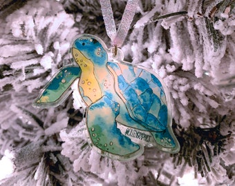 Eileen Graphics Turtle Ornament | Design Made in Newport, RI | Rhode Island | Watercolor | Painting | Nautical | Christmas Decoration | Tree