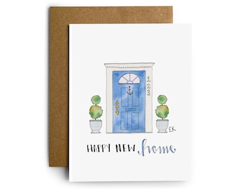 Eileen Graphics Happy New Home Front Door Greeting Card | Made in Newport, RI | Watercolors | House | Housewarming | Congrats | Anchor