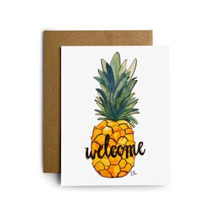 Eileen Graphics Pineapple Greeting Card • Imprimé à Newport, RI • Nouveau Voisin • Marine • Bienvenue • Fruit • Hawaii • Rhode Island • Famille