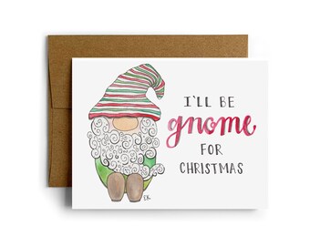 Eileen Graphics Jerome the Gnome Greeting Card | Made in Newport, RI | Watercolor | Rhode Island | Christmas | Elf | Happy Holidays | Santa