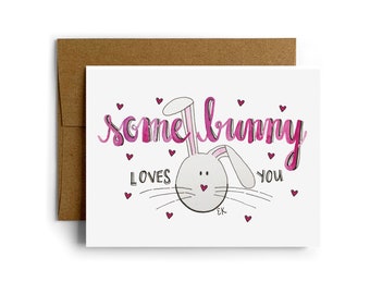 Bunny Love Greeting Card • Printed In RI • Easter • Watercolor • Happy Easter • Holiday • Newport • Love • Rhode Island • Hearts • Rabbit