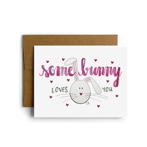 Bunny Love Grußkarte • Gedruckt in RI • Ostern • Aquarell • Frohe Ostern • Urlaub • Neuport • Liebe • Rhode Island • Herzen • Hase