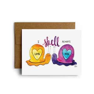 Carte de vœux d’escargots • Imprimé en RI • Eco • Cœurs • Bugs • Jeu de mots • Mignon • Jardin • Amour