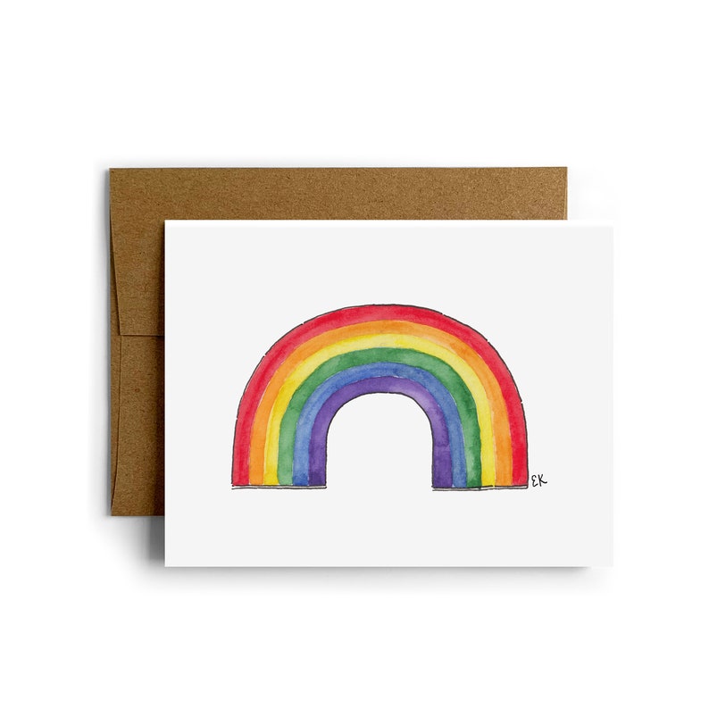 Rainbow Greeting Card Made in USA Transgender Watercolor Pride Gay Bisexual BIPOC Lesbian Colorful Inclusivity image 1