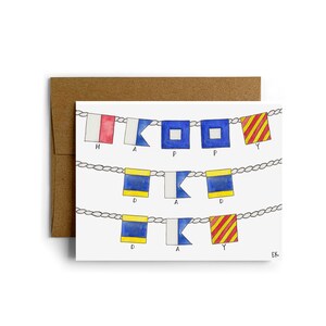Tarjeta de felicitación de las banderas náuticas de papá • Made in USA • Día del Padre • Acuarela • Papá • Náutica • Vela • Océano • Preppy • Nueva Inglaterra
