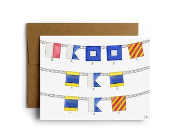 Dad Nautical Flags Greeting Card • Made in USA • Father's Day • Watercolor • Dad • Nautical • Sailing • Ocean • Preppy • New England