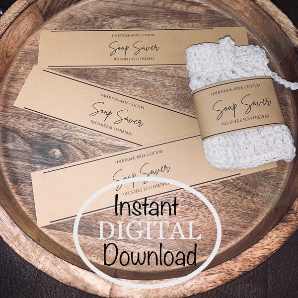 PRINTABLE Soap Saver wrap label for Crochet/Knit Products Professional package display Digital Download template