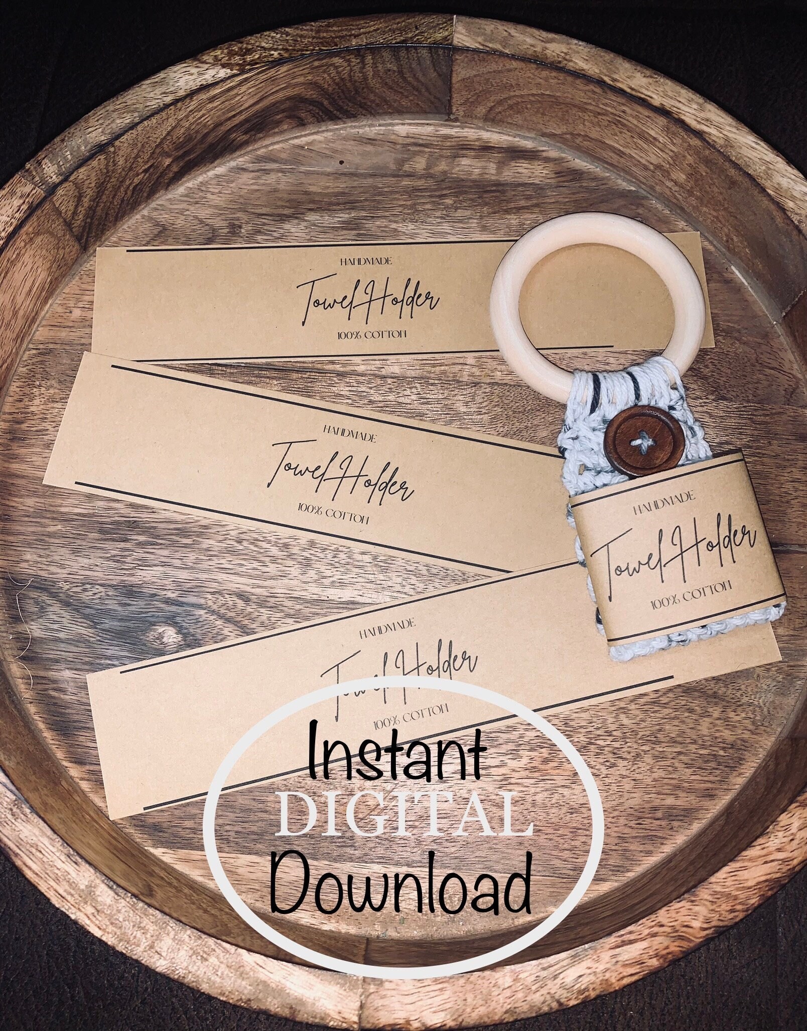 PRINTABLE Towel Holder Wrap Label for Crochet/knit Products ...