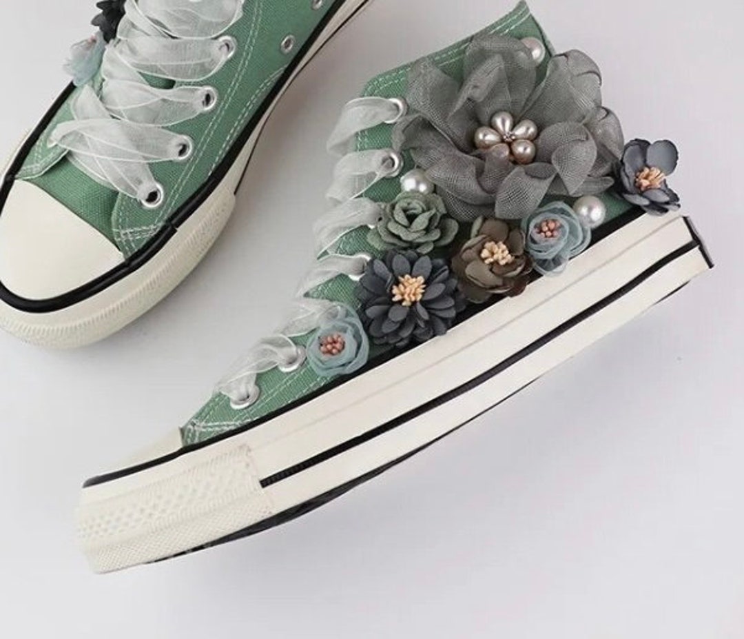 Unique Shoes Hitop Floral Sneakers Hitop Canvas Shoes Etsy