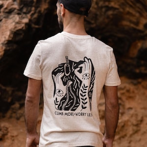 unisex klättrings-t-shirt / klättra mer, oroa dig mindre