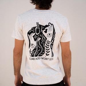 T-shirt da arrampicata unisex/arrampicata più preoccupazioni meno