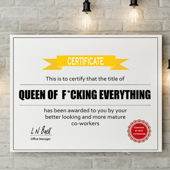 Humorous Business office Queen Electronic Print Reward Certification Tailored Printable Indication Wall Artwork Decor Card Key Santa Xmas Present beneath 10 graphic about Secret Santa Cards Printable called Amusing Workplace Queen Electronic Print Reward Certification Tailored Printable Indication Wall Artwork Decor Card Mystery Santa Xmas Reward below 10