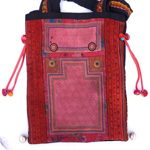 Vintage Hmong Shoulder Embroidery Bag Tradition Fork Hill Tribe