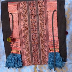 Hmong bordado hill tribo têxtil artesanal bolsa porta-bebê vintage boho