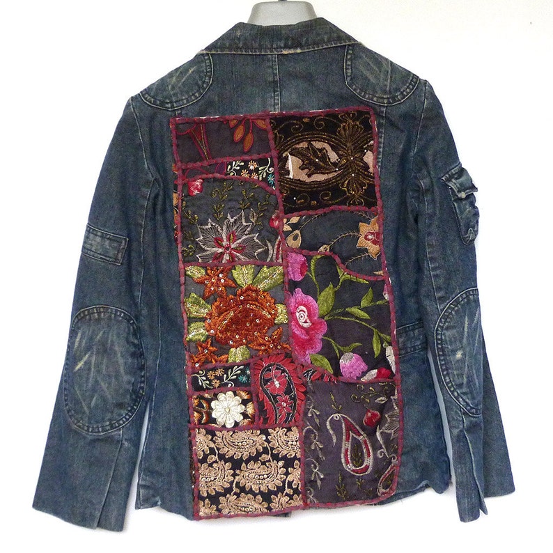 Sass & Bide Embroidered Denim Jacket with Modern Indian embroidered textile size 8 Australian image 1