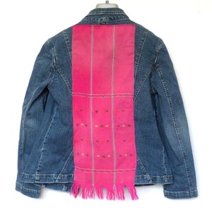 Embroidered Denim Jacket embroidered with Karen Thai Hill Tribe textiles size 12