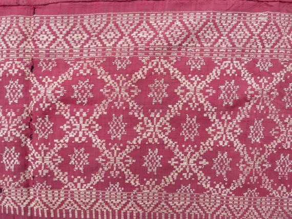 Grand Textile Ancien Indonésien Tissé Main - 223x123cm, Original Vintage, Décoration Ethnique