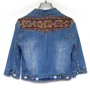 Embroidered Denim Jacket embroidered with Lao Hill Tribe textiles size M