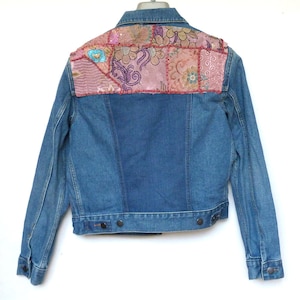 Wrangler Embroidered Denim Jacket with Modern Indian embroidered textile size 8