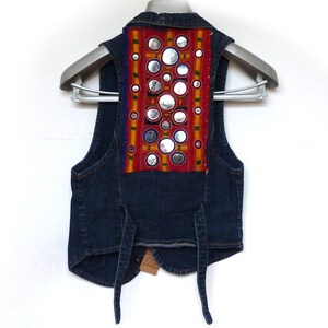 Embroidered Denim Waistcoat embroidered with Indian tribal embroidery size 8