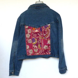 Embroidered Denim Jacket with Modern Indian embroidered textile