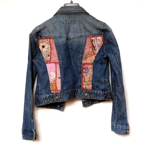 Embroidered Denim Jacket Just Jeans brand with Modern Indian embroidered textile size 6