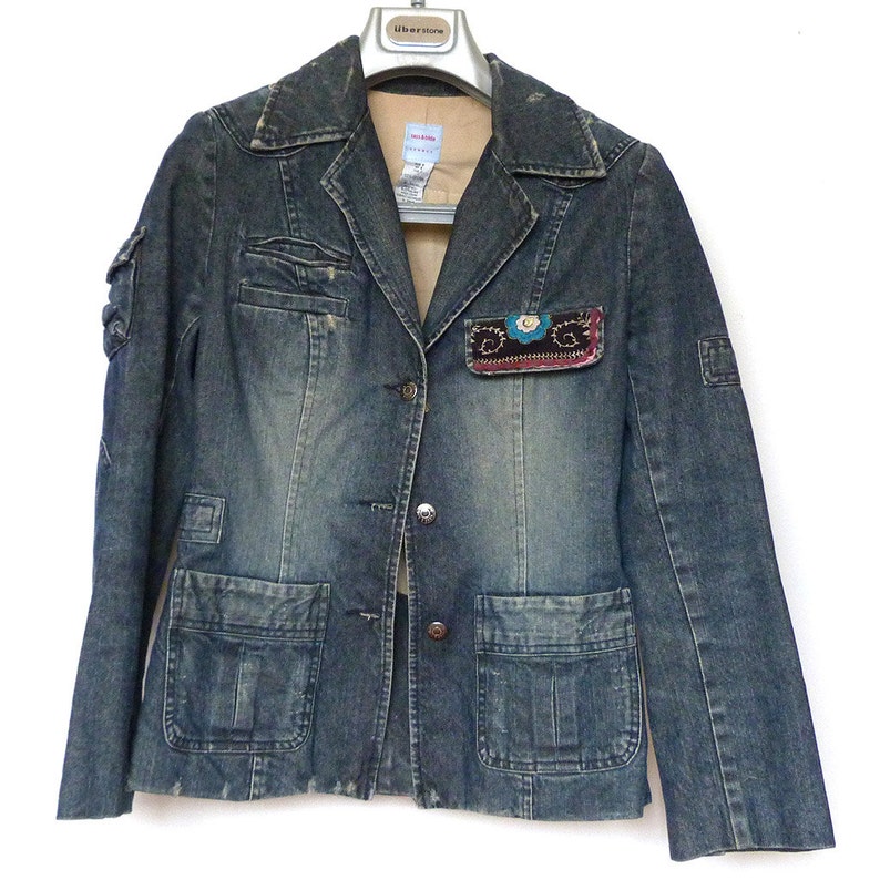 Sass & Bide Embroidered Denim Jacket with Modern Indian embroidered textile size 8 Australian image 2