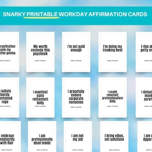 Affirmations sarcastiques pour le travail, humour au travail, humour au bureau, motivation drôle, cartes d'affirmation, cadeau de collègue, bureau sarcastique, travail amusant