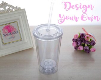 Custom Tumbler/ Personalized Tumbler/Acrylic Tumbler/Double Wall Water Bottle/Cup and Straw/Plastic Water Bottle/