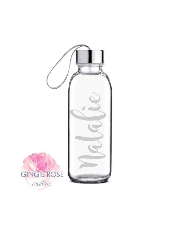 Download Personalized Engraved Etched Glass Water Bottle Personalized Etsy