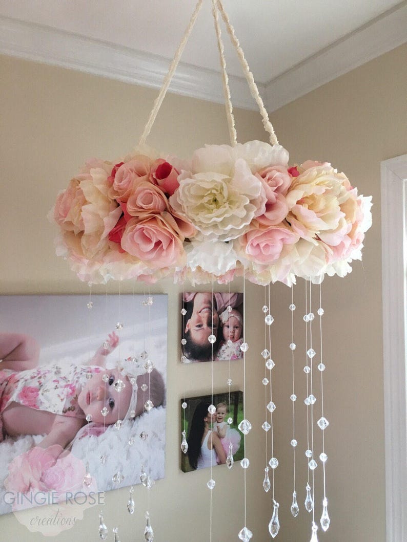 Floral Mobile/nursery Mobile/vintage Rose Wreath/crib Etsy